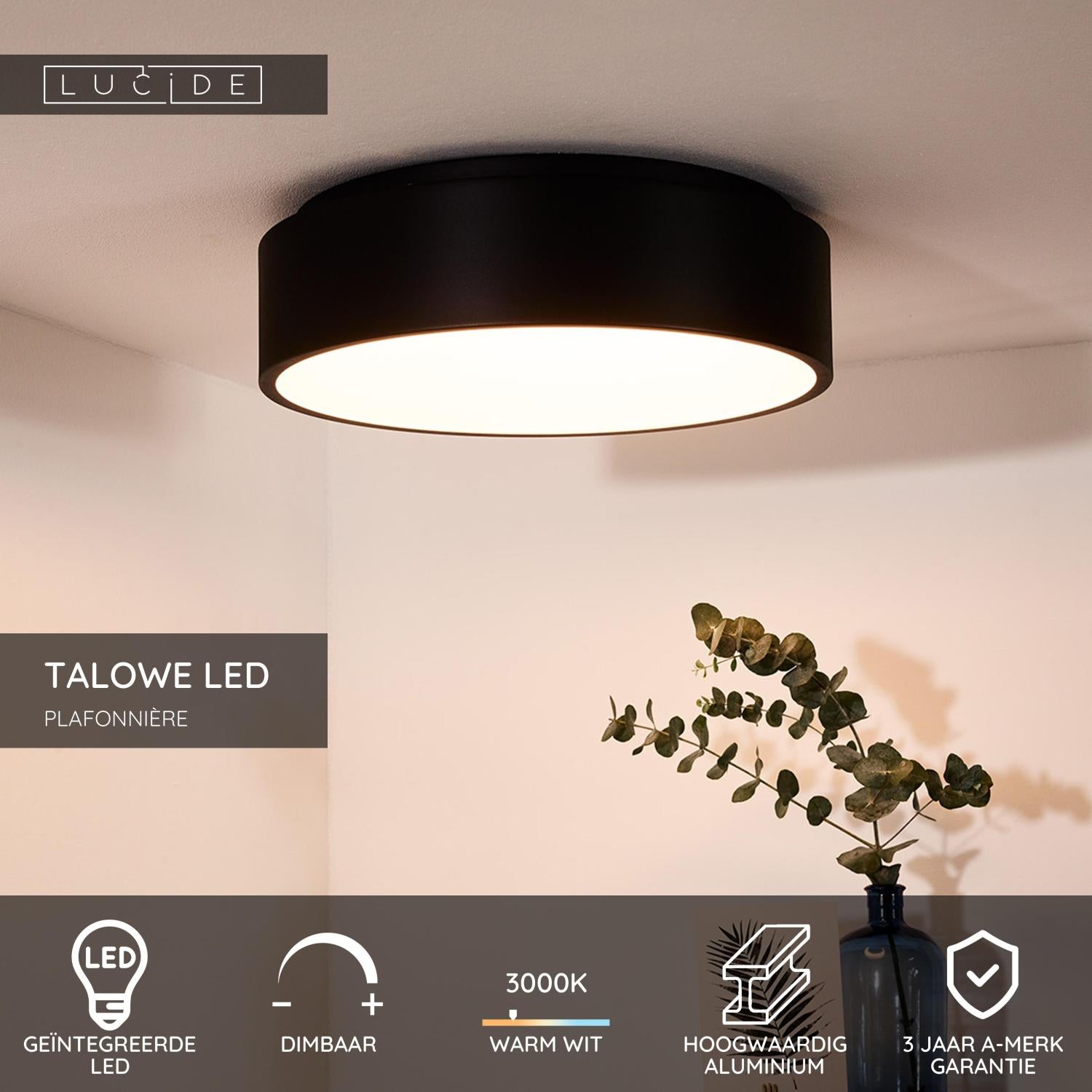 TALOWE LED - Plafonnier - Ø 45,5 cm - LED Var. - 1x30W 3000K - Noir