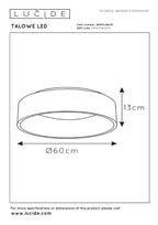 TALOWE LED - Plafonnière - Ø 60 cm - LED Dimb. - 1x42W 3000K - Wit