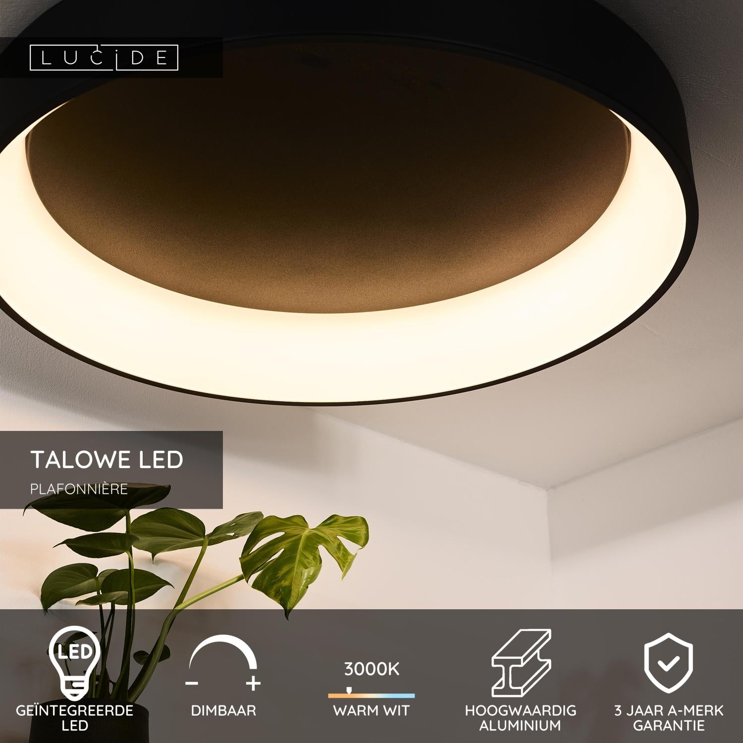 TALOWE LED - Plafonnier - Ø 80 cm - LED Var. - 1x80W 3000K - Noir