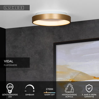 VIDAL - Ceiling light - Ø 28 cm - LED Dimmable - 1x20W 2700K - Matt Gold / Brass