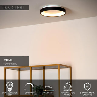 VIDAL - Plafonnière - Ø 28 cm - LED Dimb. - 1x20W 2700K - Zwart