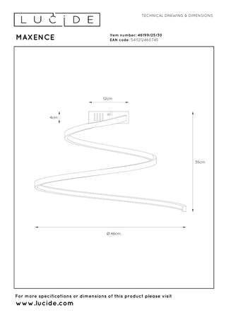 MAXENCE - Plafonnière - Ø 46 cm - LED 3 StepDim - 1x24W 3000K - Zwart