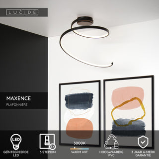 MAXENCE - Plafonnière - Ø 46 cm - LED 3 StepDim - 1x24W 3000K - Zwart