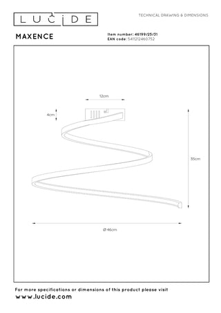 MAXENCE - Plafonnier - Ø 46 cm - LED 3 StepDim - 1x24W 3000K - Blanc