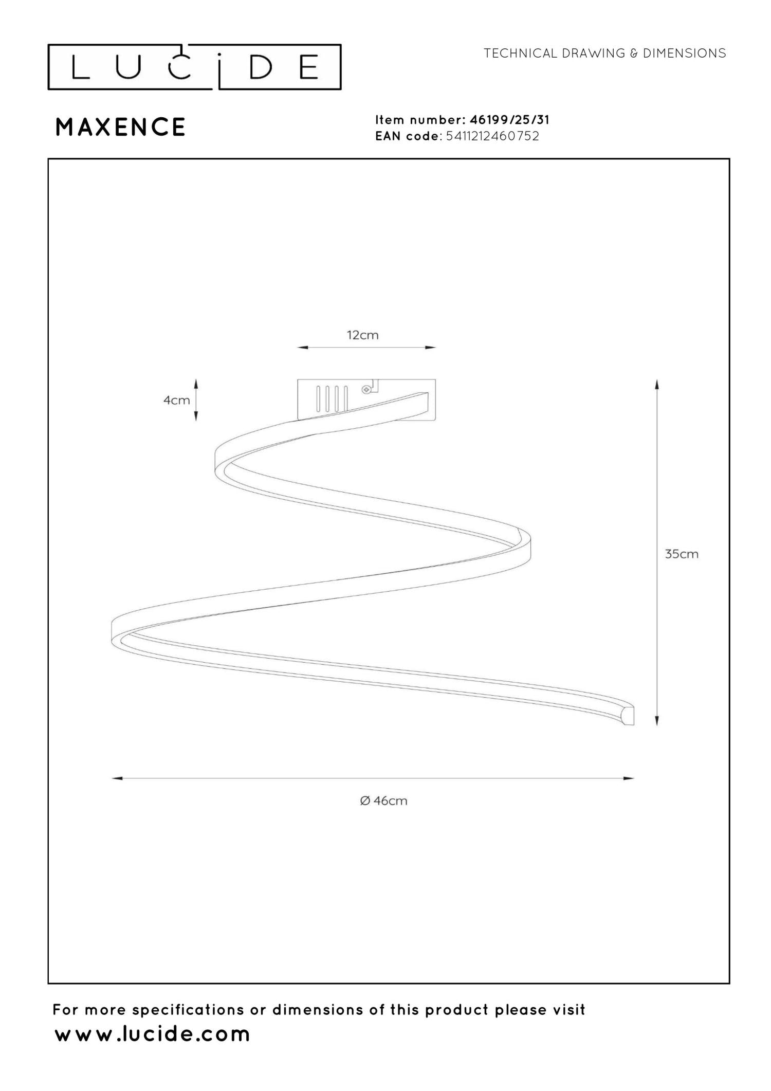 MAXENCE - Plafonnier - Ø 46 cm - LED 3 StepDim - 1x24W 3000K - Blanc