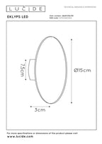 EKLYPS LED - Applique murale - Ø 15 cm - LED - 1x7W 3000K - Noir