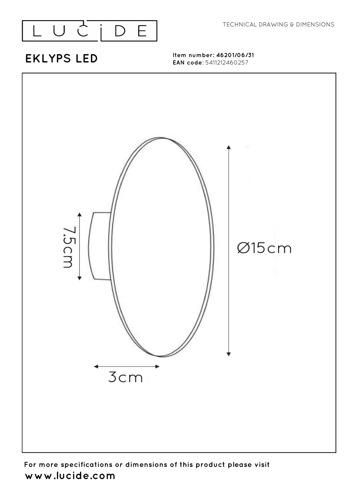 EKLYPS LED - Wall light - Ø 15 cm - LED - 1x7W 3000K - White