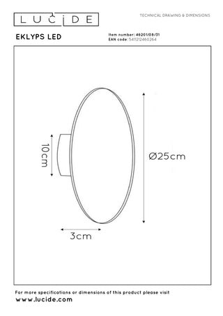 EKLYPS LED - Wall light - Ø 25 cm - LED - 1x9W 3000K - White