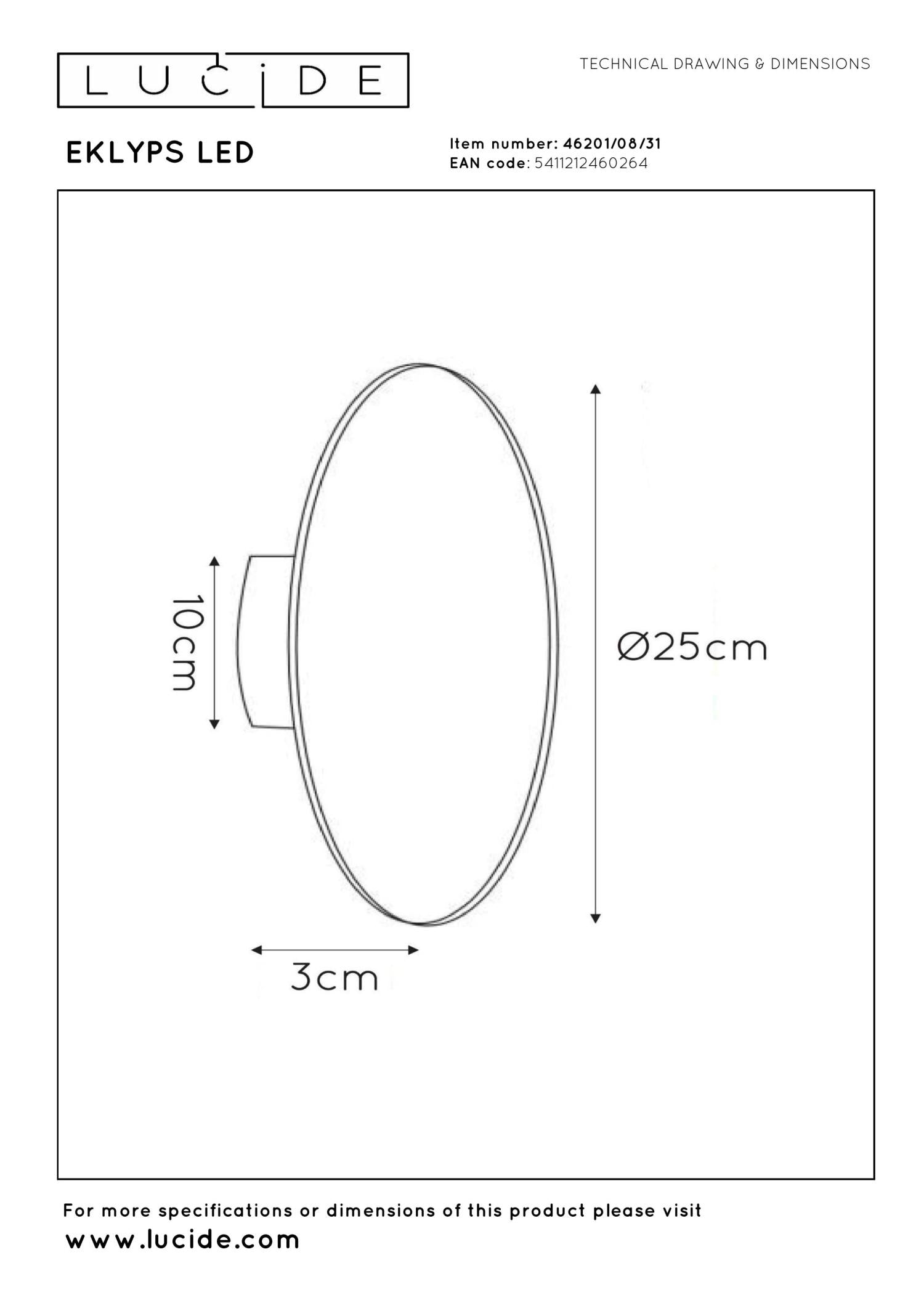 EKLYPS LED - Wall light - Ø 25 cm - LED - 1x9W 3000K - White