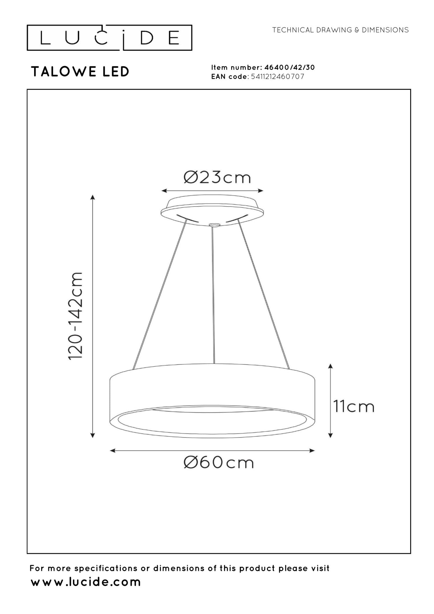 TALOWE LED - Pendant light - Ø 60 cm - LED Dimmable - 1x39W 3000K - Black