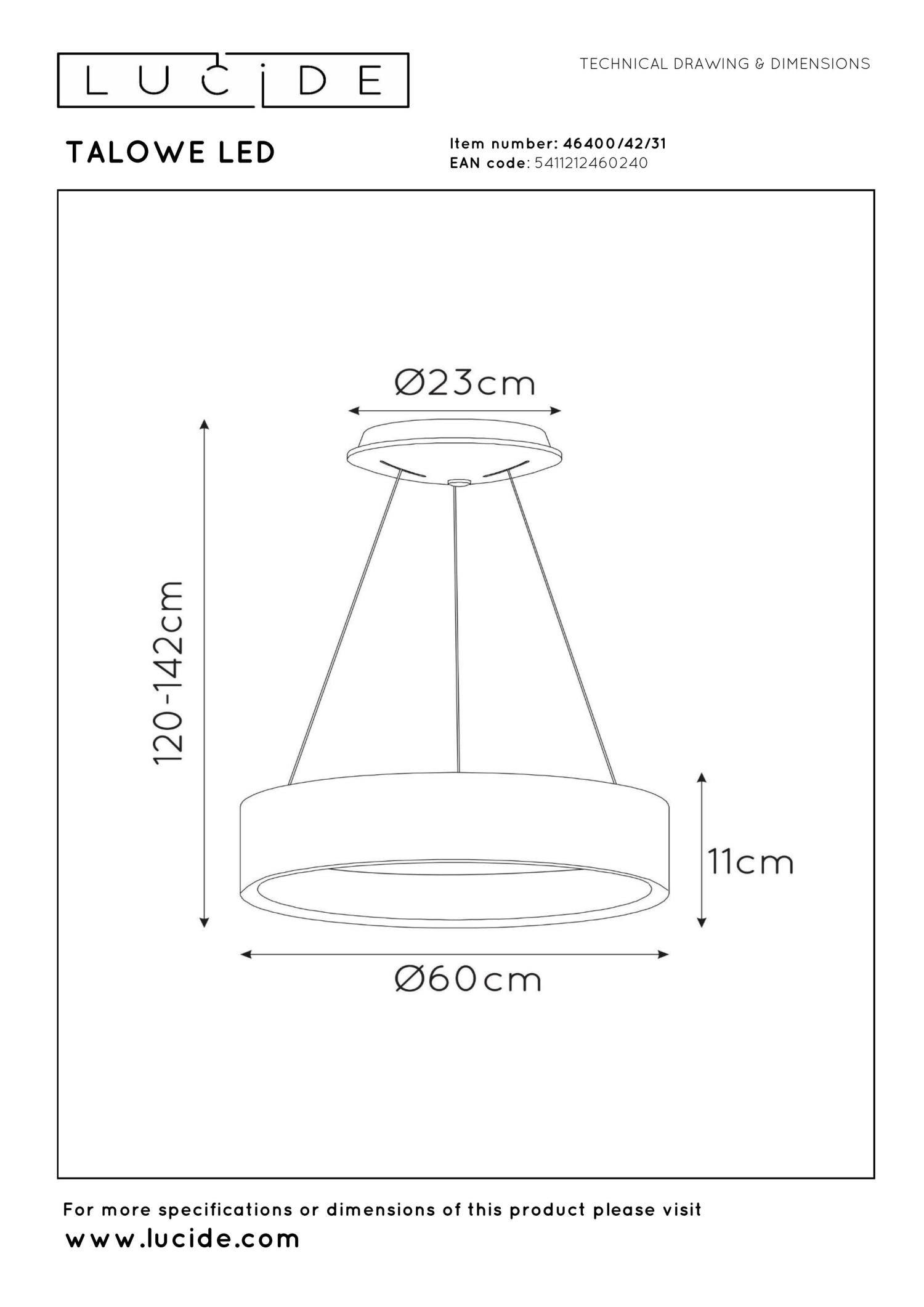 TALOWE LED - Suspension - Ø 60 cm - LED Var. - 1x39W 3000K - Blanc