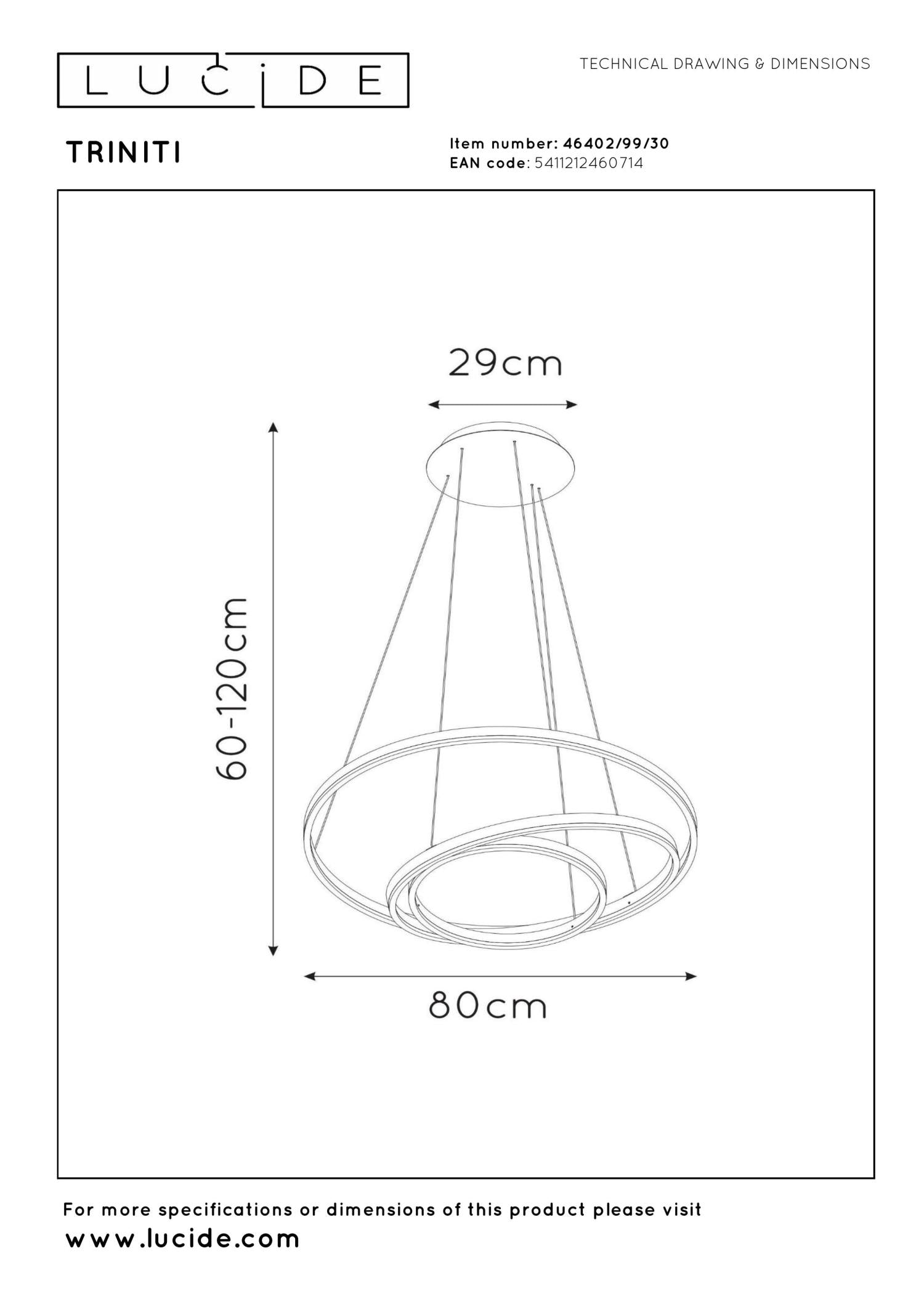 TRINITI - Suspension - Ø 80 cm - LED Var. - 3000K - Noir