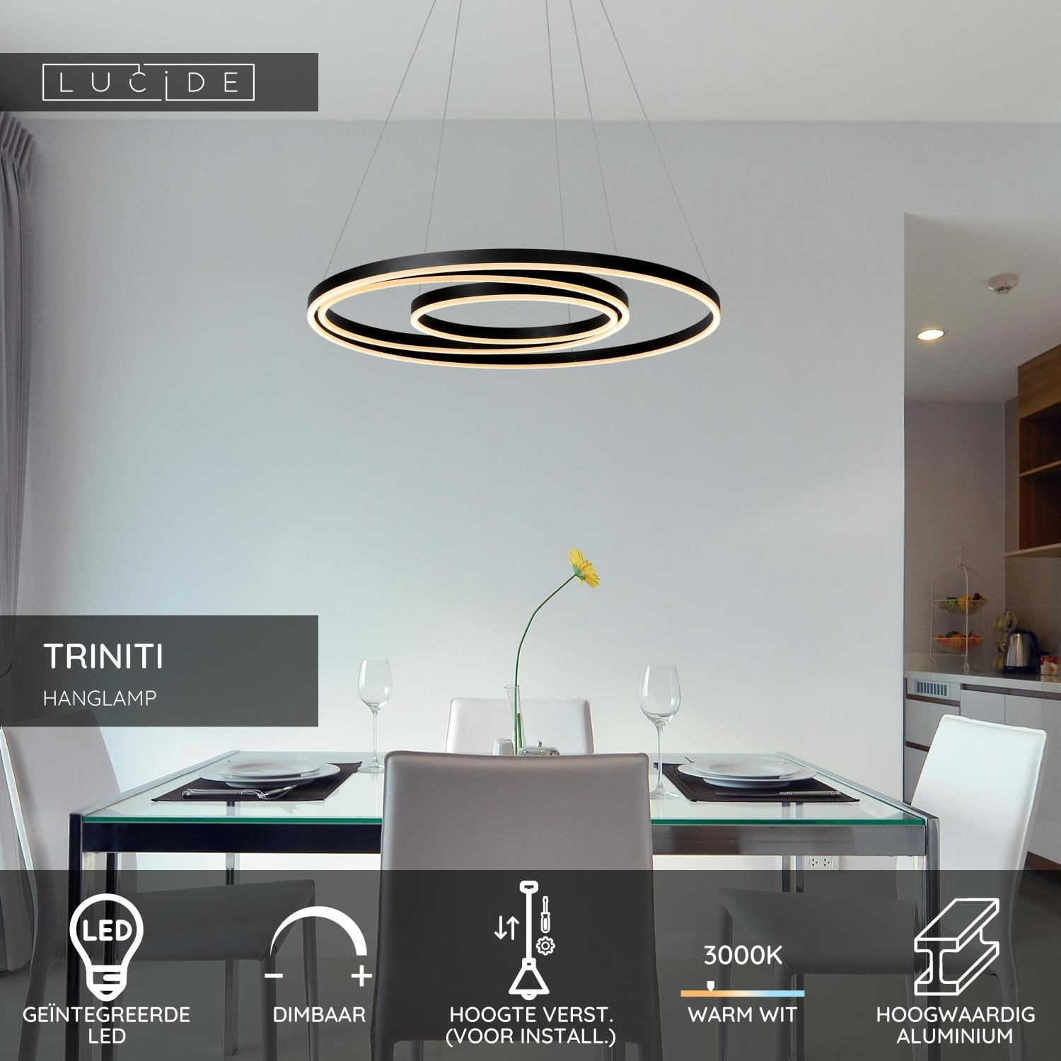 TRINITI - Suspension - Ø 80 cm - LED Var. - 3000K - Noir