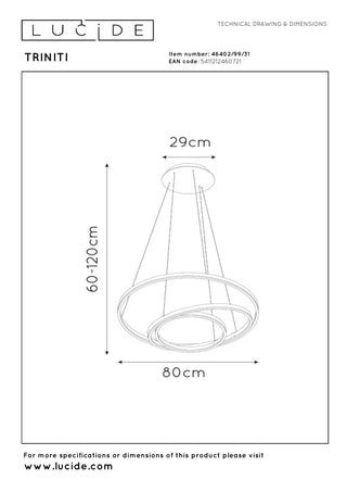 TRINITI - Hanglamp - Ø 80 cm - LED Dimb. - 3000K - Wit