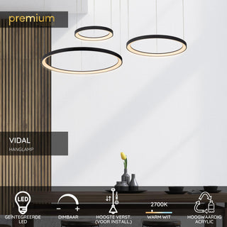 VIDAL - Suspension - Ø 78 cm - LED Dimmable - 1x120W 2700K - Noir