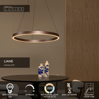 LIANE - Suspension - Ø 80 cm - LED Var. - CCT - 2x36W 2700K/4000K - Adapté aux plafonds hauts - Brun rouille | Vibes