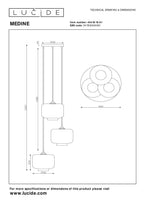 MEDINE - Hanglamp - Ø 46 cm - 3xE27 - Opaal