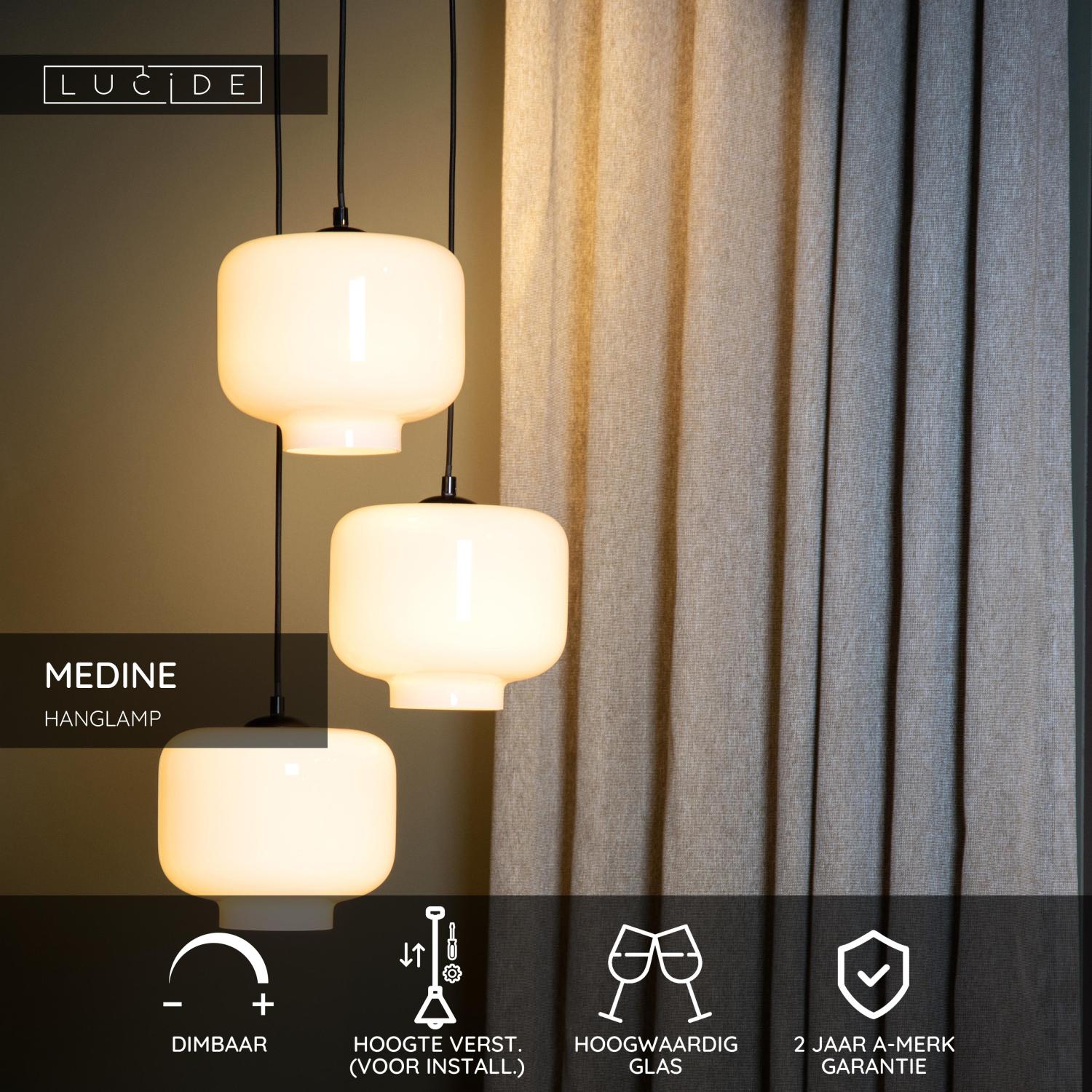 MEDINE - Hanglamp - Ø 46 cm - 3xE27 - Opaal