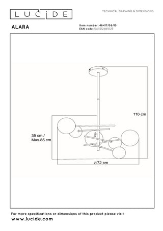 ALARA - Hanglamp - Ø 72 cm - LED - G4 - 6x1,5W 2700K - Goud