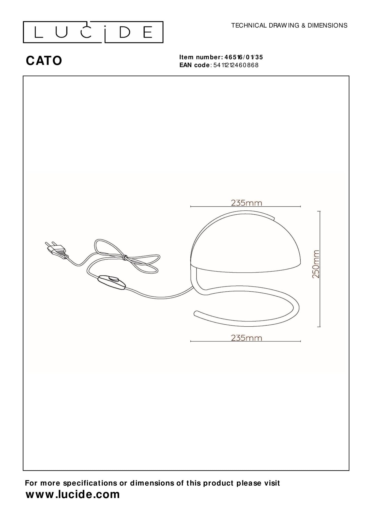 CATO - Lampe de table - Ø 23,5 cm - 1xE27 - Bleu