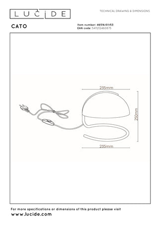 CATO - Tafellamp - Ø 23,5 cm - 1xE27 - Oranje