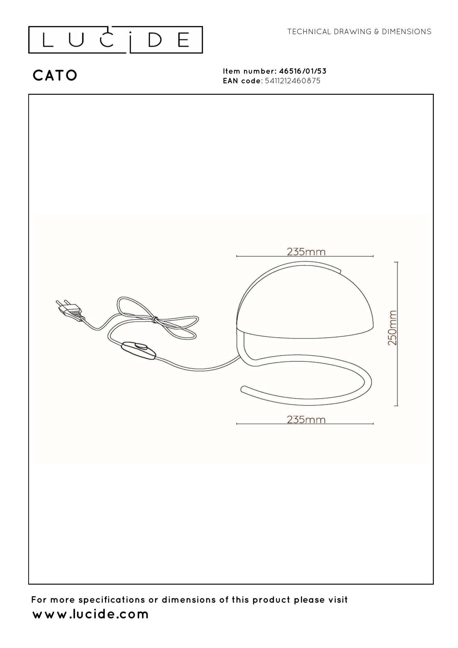 CATO - Tafellamp - Ø 23,5 cm - 1xE27 - Oranje