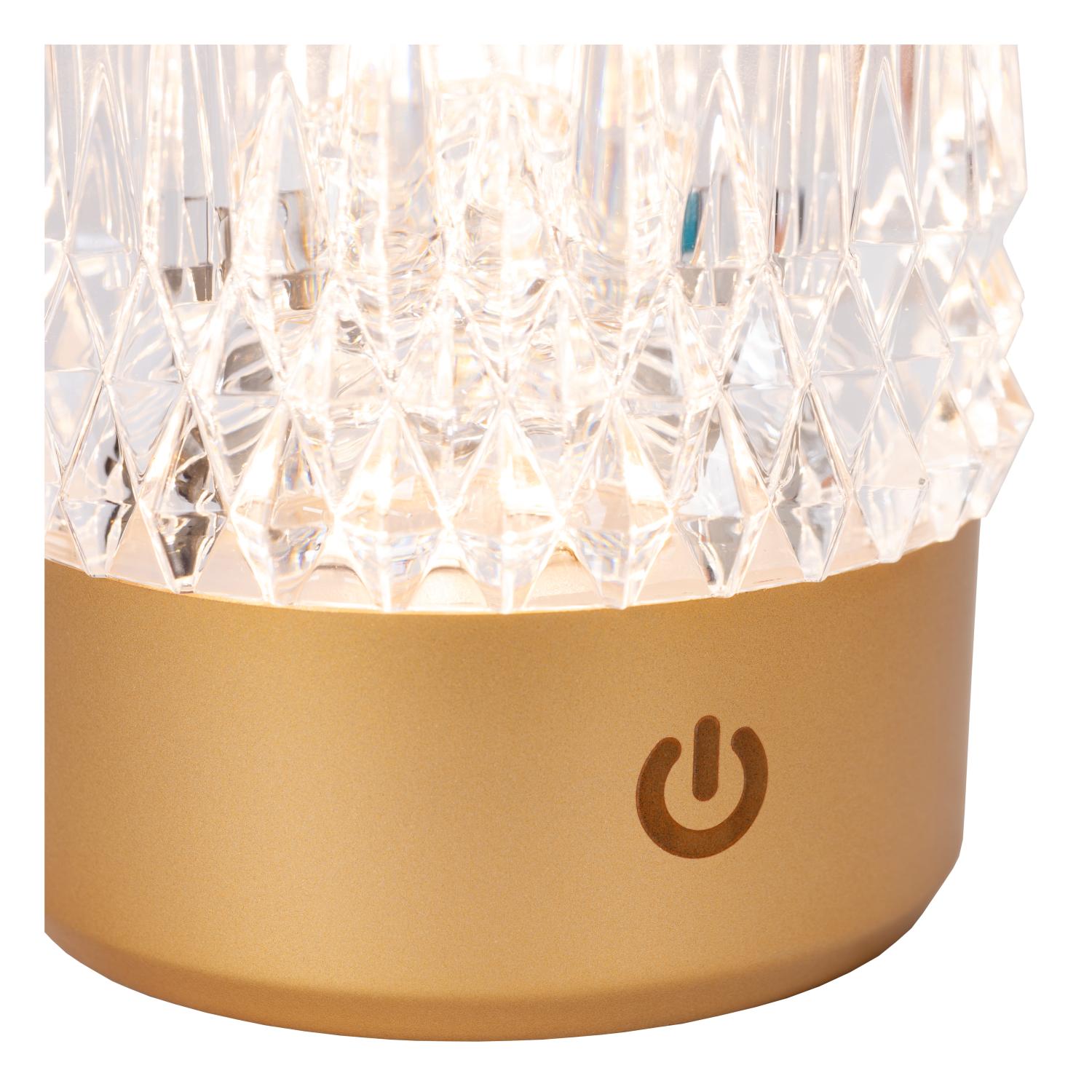 LILY - Oplaadbare Tafellamp - Accu/Batterij - Ø 8 cm - LED 3 StepDim - 1x3W 2700K/3000K - Mat Goud / Messing - Set van 3