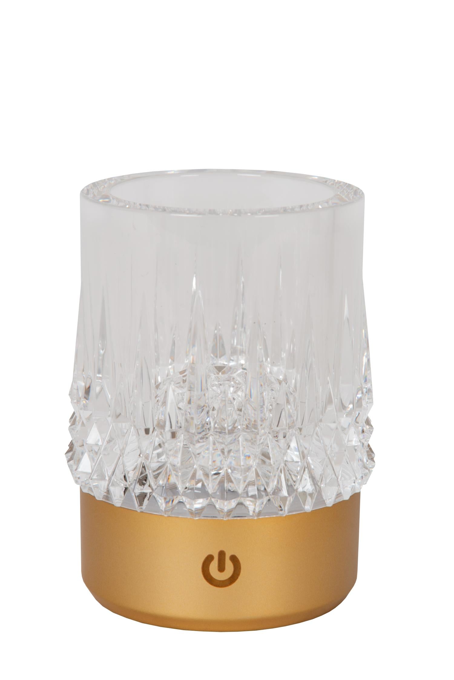 LILY - Oplaadbare Tafellamp - Accu/Batterij - Ø 8 cm - LED 3 StepDim - 1x3W 2700K/3000K - Mat Goud / Messing - Set van 3