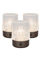LILY - Oplaadbare Tafellamp - Accu/Batterij - Ø 8 cm - LED 3 StepDim - 1x3W 2700K/3000K - Zwart chroom - Set van 3