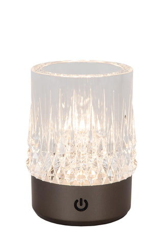 LILY - Oplaadbare Tafellamp - Accu/Batterij - Ø 8 cm - LED 3 StepDim - 1x3W 2700K/3000K - Zwart chroom - Set van 3