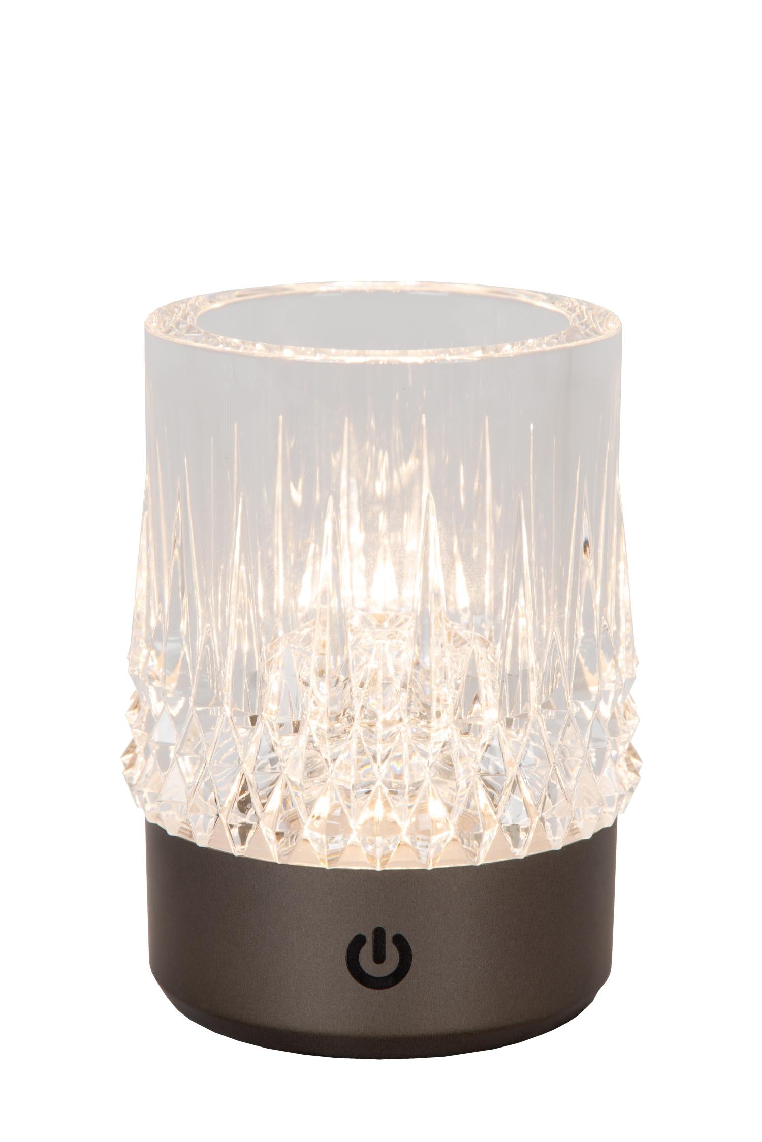 LILY - Oplaadbare Tafellamp - Accu/Batterij - Ø 8 cm - LED 3 StepDim - 1x3W 2700K/3000K - Zwart chroom - Set van 3