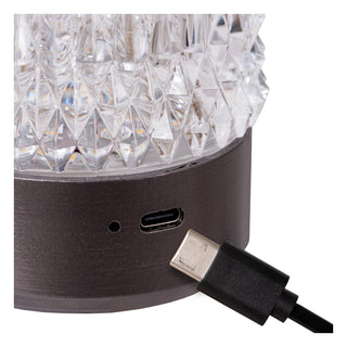 LILY - Oplaadbare Tafellamp - Accu/Batterij - Ø 8 cm - LED 3 StepDim - 1x3W 2700K/3000K - Zwart chroom - Set van 3