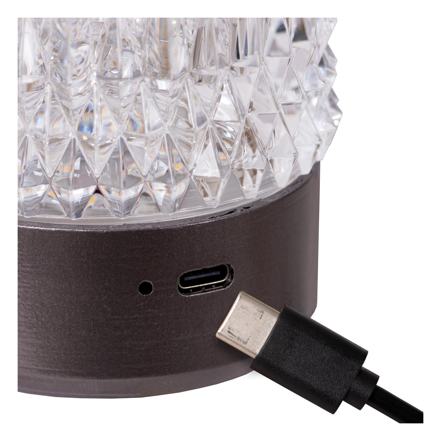 LILY - Oplaadbare Tafellamp - Accu/Batterij - Ø 8 cm - LED 3 StepDim - 1x3W 2700K/3000K - Zwart chroom - Set van 3