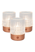 LILY - Oplaadbare Tafellamp - Accu/Batterij - Ø 8 cm - LED 3 StepDim - 1x3W 2700K/3000K - Koper - Set van 3