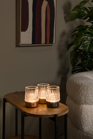 LILY - Oplaadbare Tafellamp - Accu/Batterij - Ø 8 cm - LED 3 StepDim - 1x3W 2700K/3000K - Koper - Set van 3