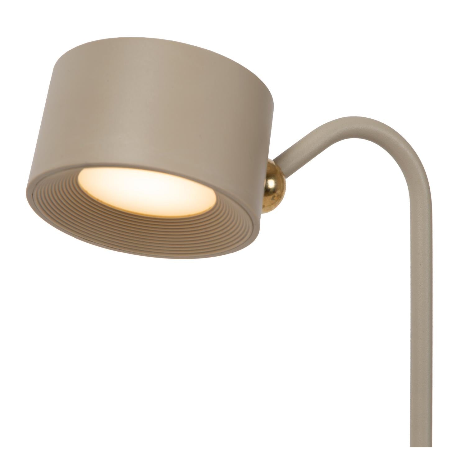 JOLAN - Oplaadbare Bureaulamp/Klemlamp/Wandlamp - Accu/Batterij - LED Dim to warm - 1x3,5W 2700K/5700K - Taupe