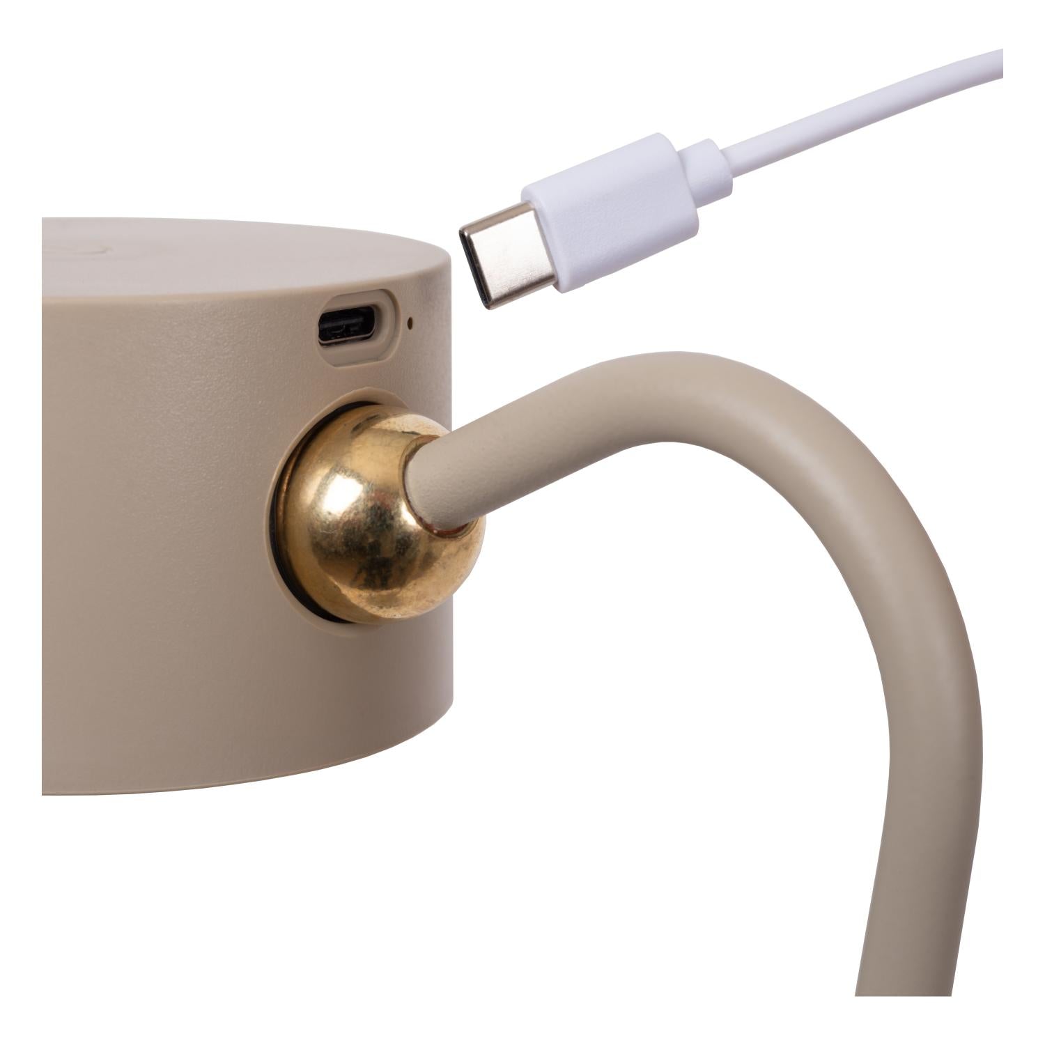 JOLAN - Oplaadbare Bureaulamp/Klemlamp/Wandlamp - Accu/Batterij - LED Dim to warm - 1x3,5W 2700K/5700K - Taupe