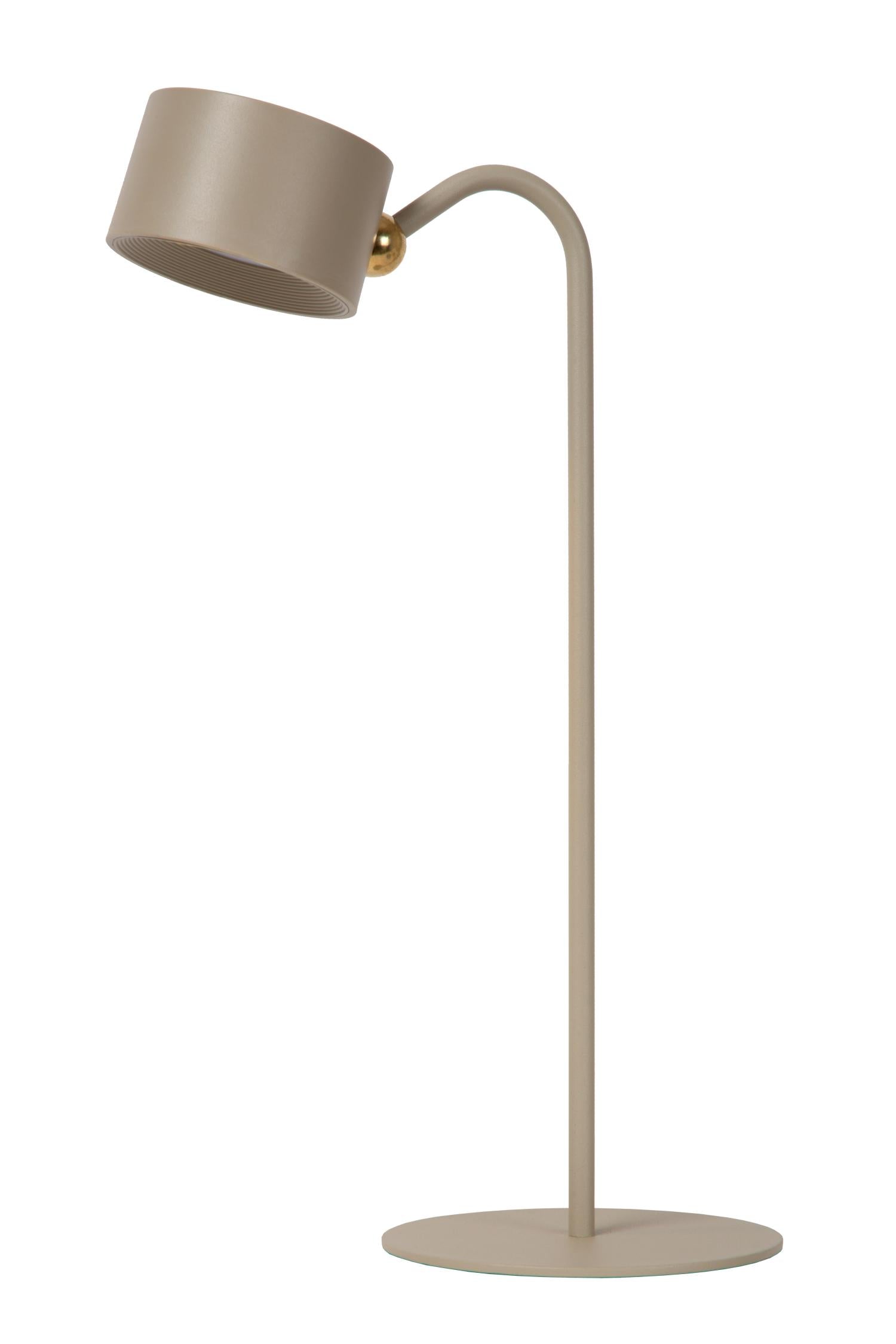 JOLAN - Oplaadbare Bureaulamp/Klemlamp/Wandlamp - Accu/Batterij - LED Dim to warm - 1x3,5W 2700K/5700K - Taupe