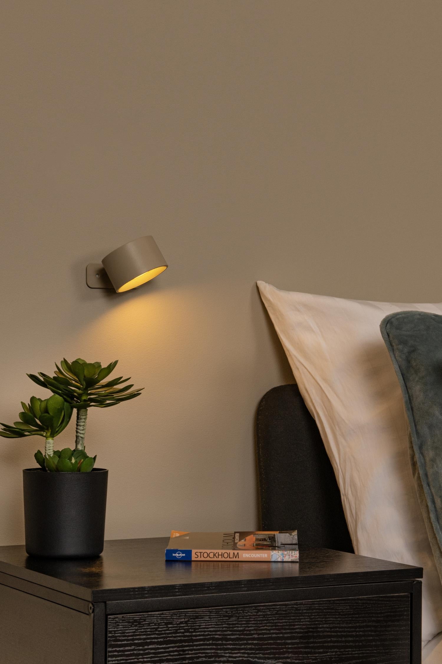 JOLAN - Oplaadbare Bureaulamp/Klemlamp/Wandlamp - Accu/Batterij - LED Dim to warm - 1x3,5W 2700K/5700K - Taupe