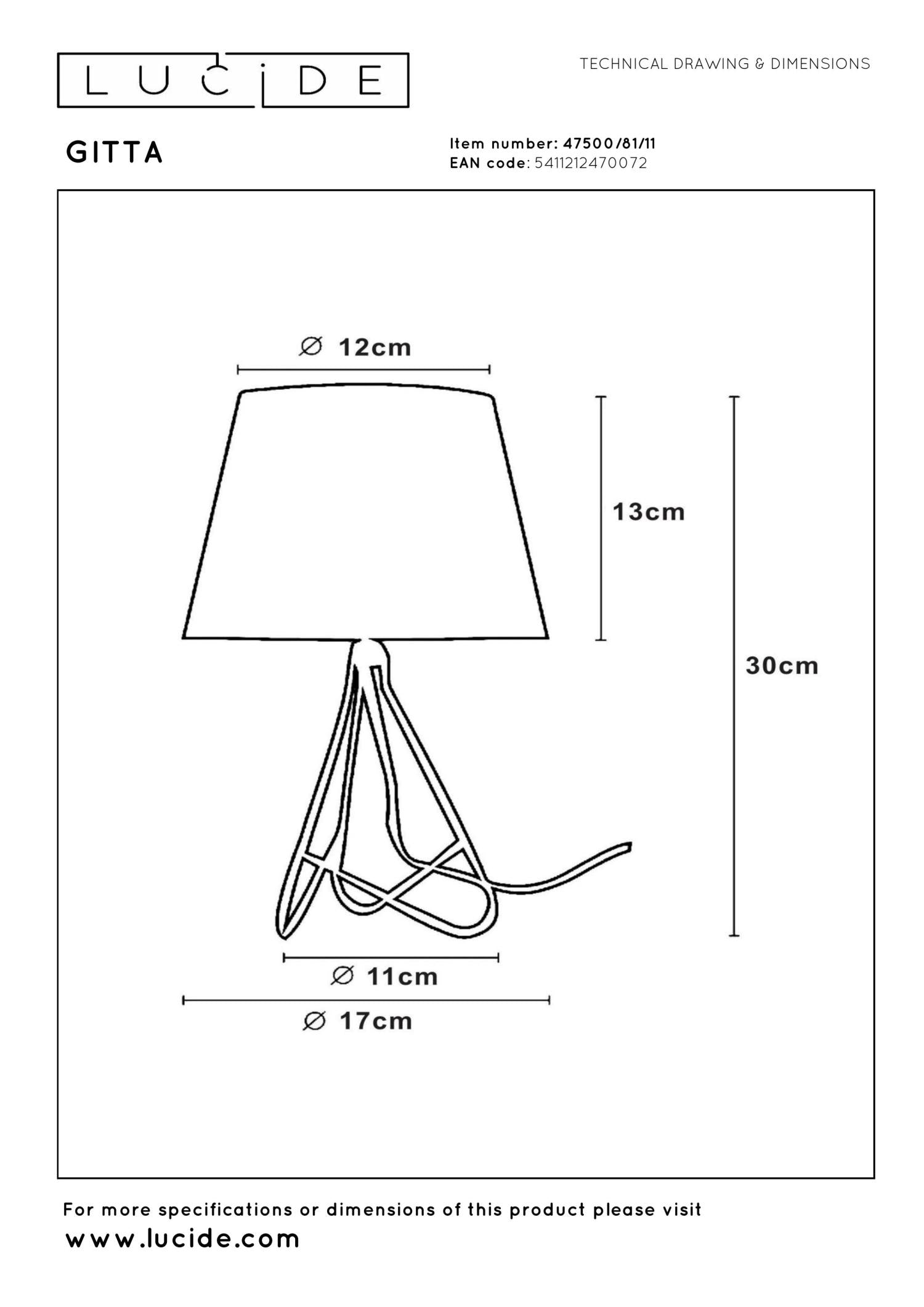 GITTA - Table lamp - Ø 17 cm - 1xE14 - Chrome