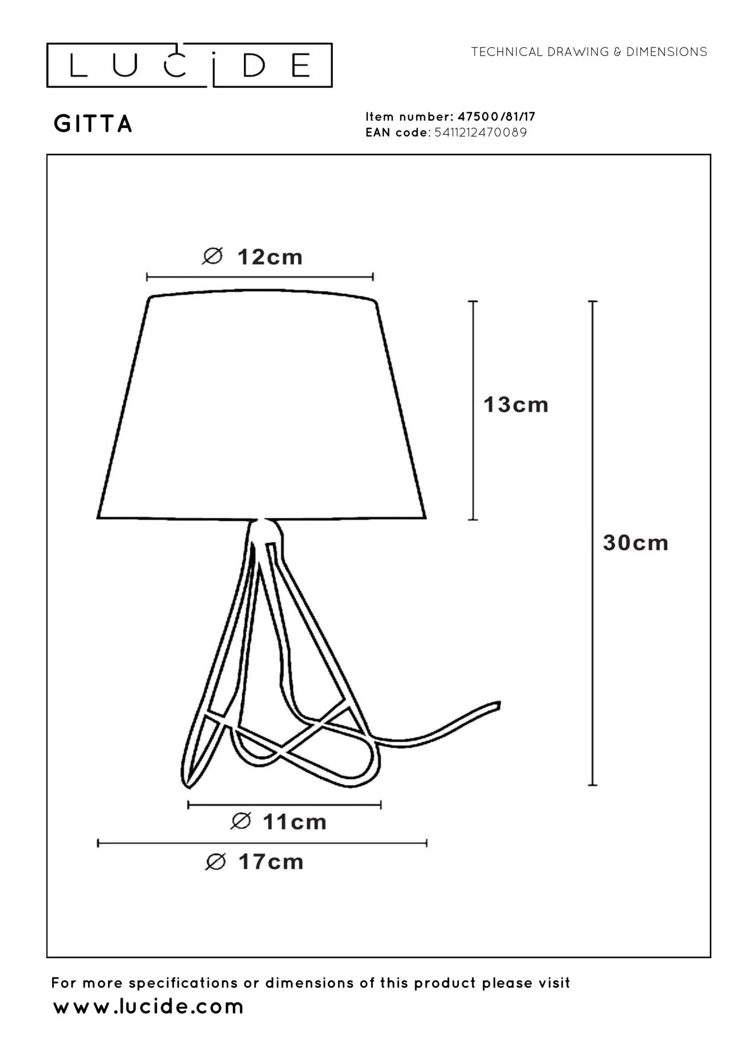 GITTA - Tafellamp - Ø 17 cm - 1xE14 - Koper
