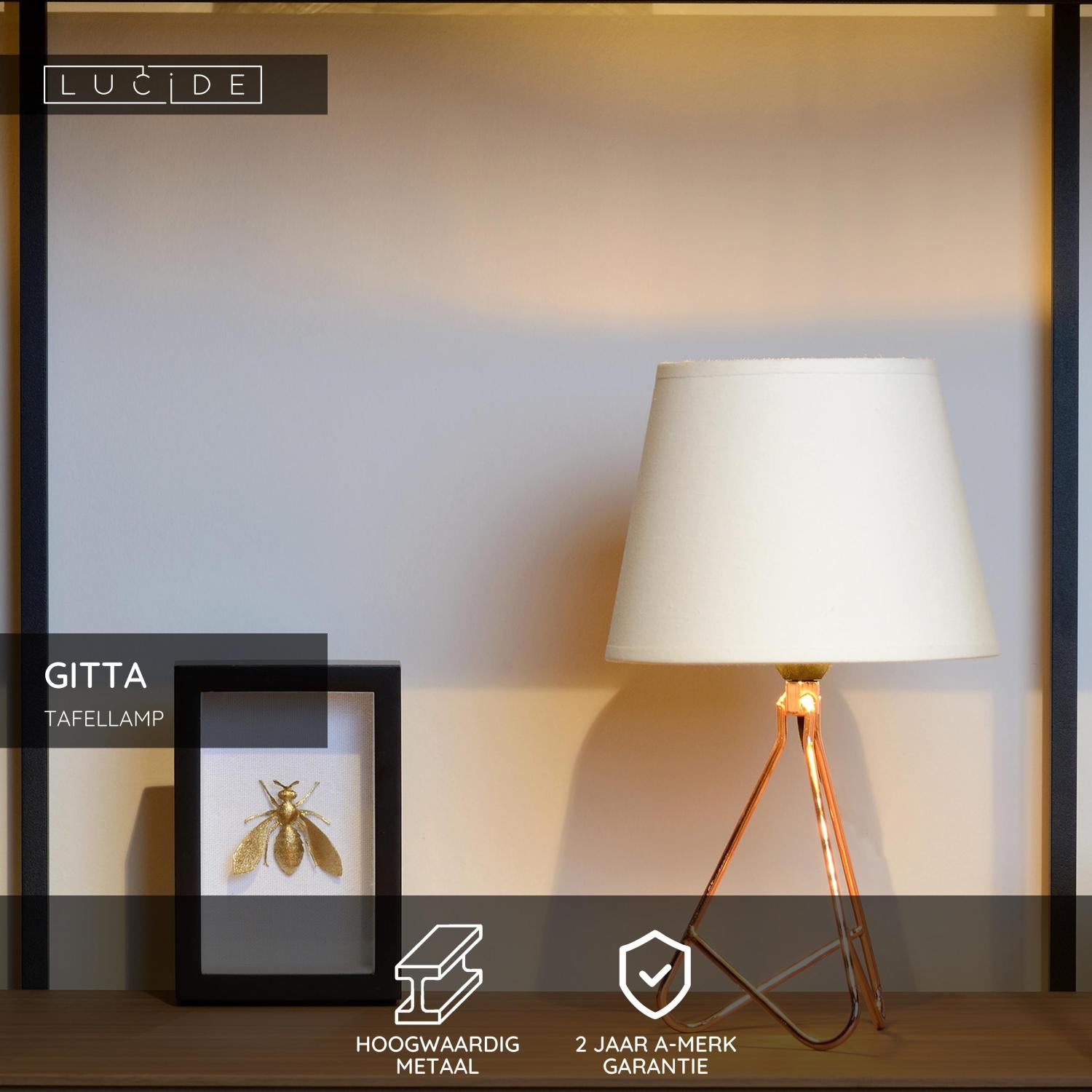 GITTA - Tafellamp - Ø 17 cm - 1xE14 - Koper