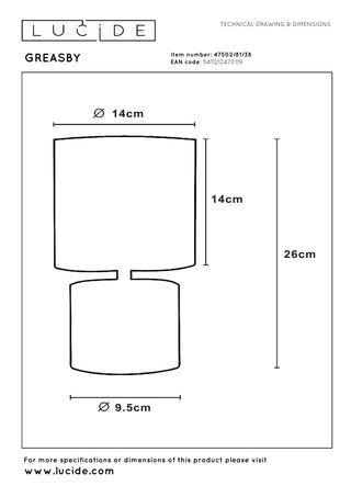 GREASBY - Lampe de table - Ø 14 cm - 1xE14 - Beige
