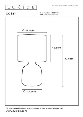 COSBY - Lampe de table - Ø 16,5 cm - 1xE14 - Gris