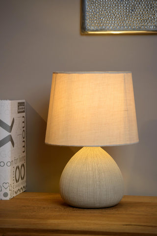 RAMZI - Tafellamp - Ø 18 cm - 1xE14 - Beige