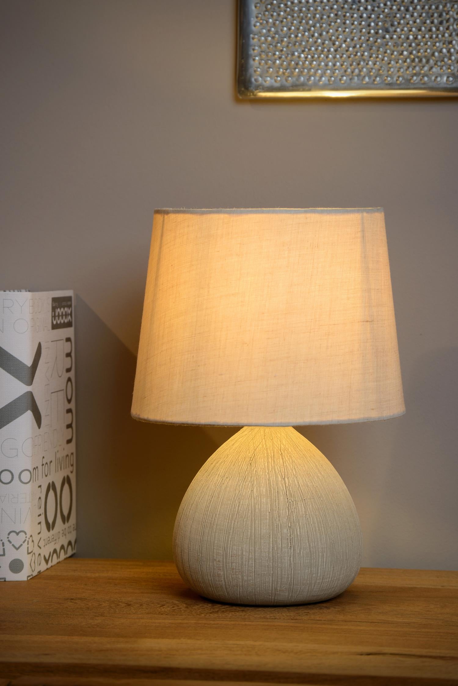 RAMZI - Tafellamp - Ø 18 cm - 1xE14 - Beige
