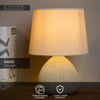 RAMZI - Tafellamp - Ø 18 cm - 1xE14 - Beige