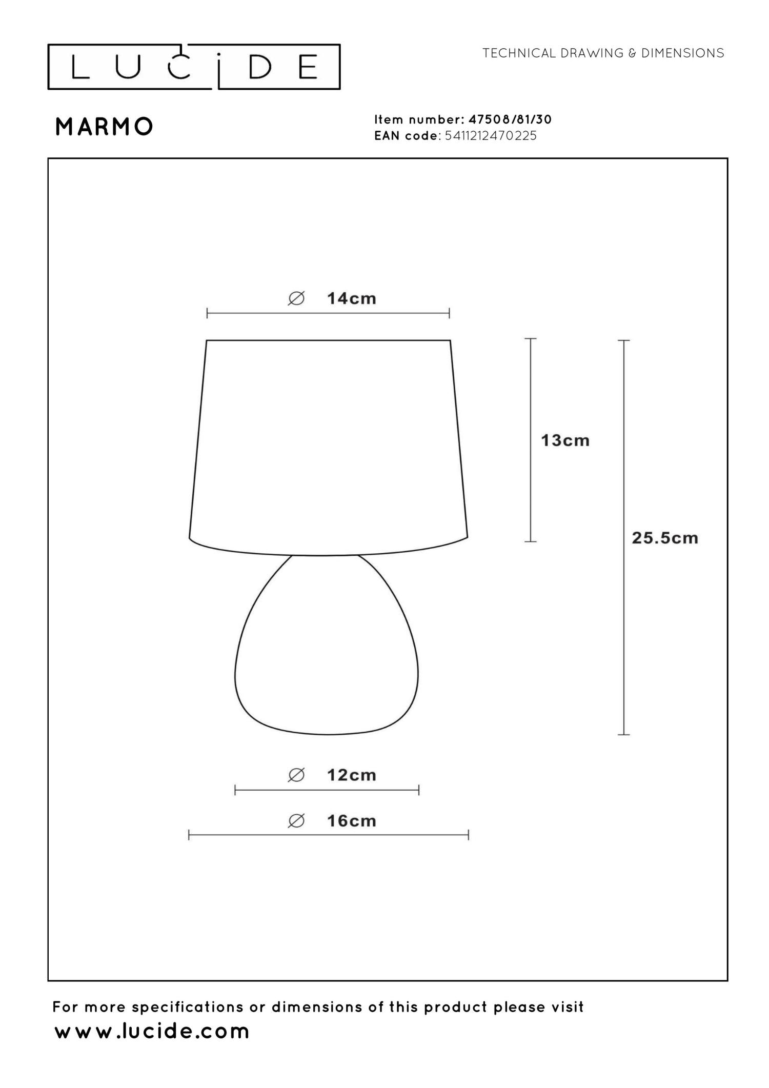 MARMO - Lampe de table - Ø 16 cm - 1xE14 - Noir