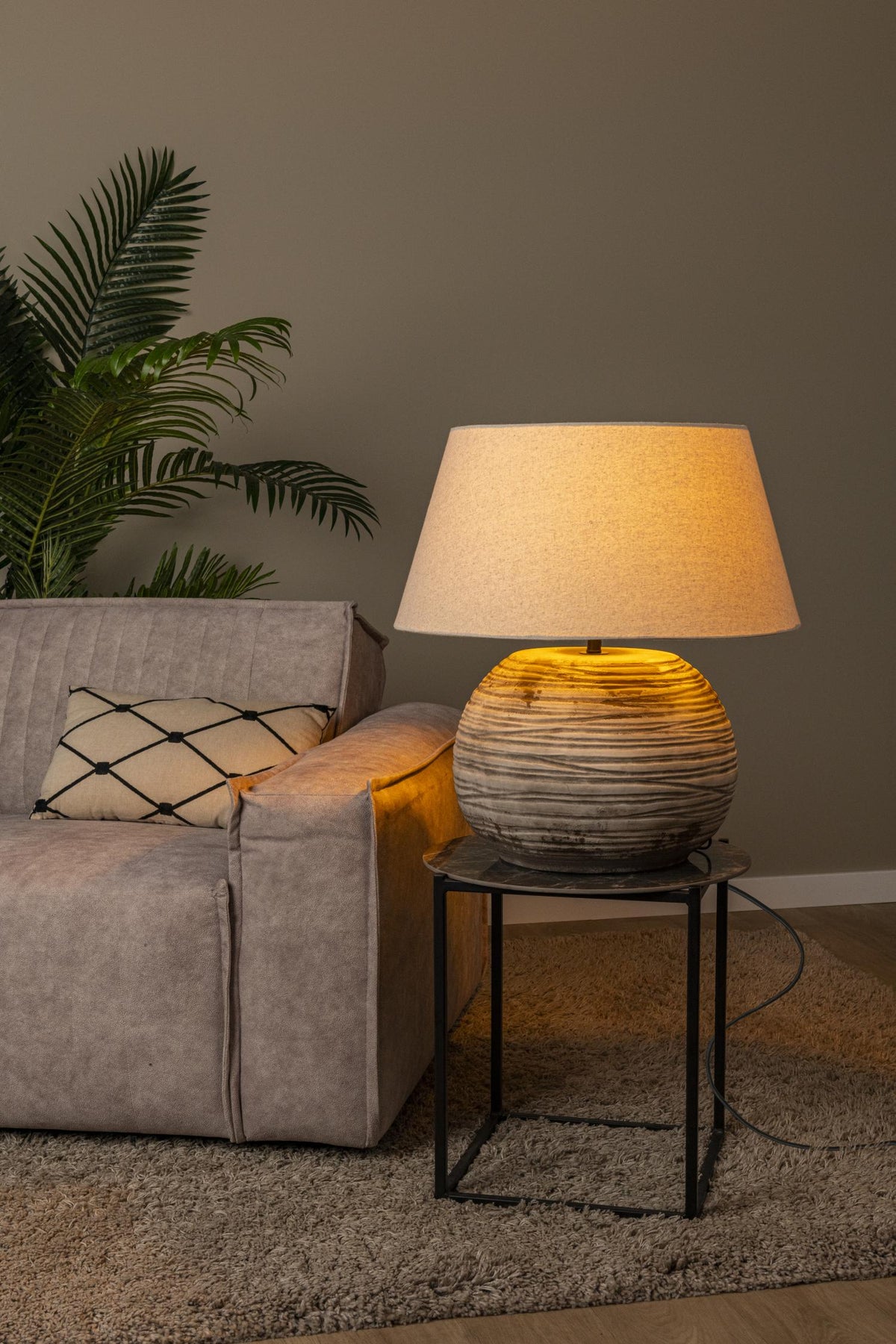 Lucide - DENISE - Tafellamp - Ø 55 cm - 1xE27 - Bruin - IP20