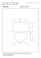 Lucide - DAVINA - Tafellamp - Ø 55 cm - 1xE27 - Bruin - IP20